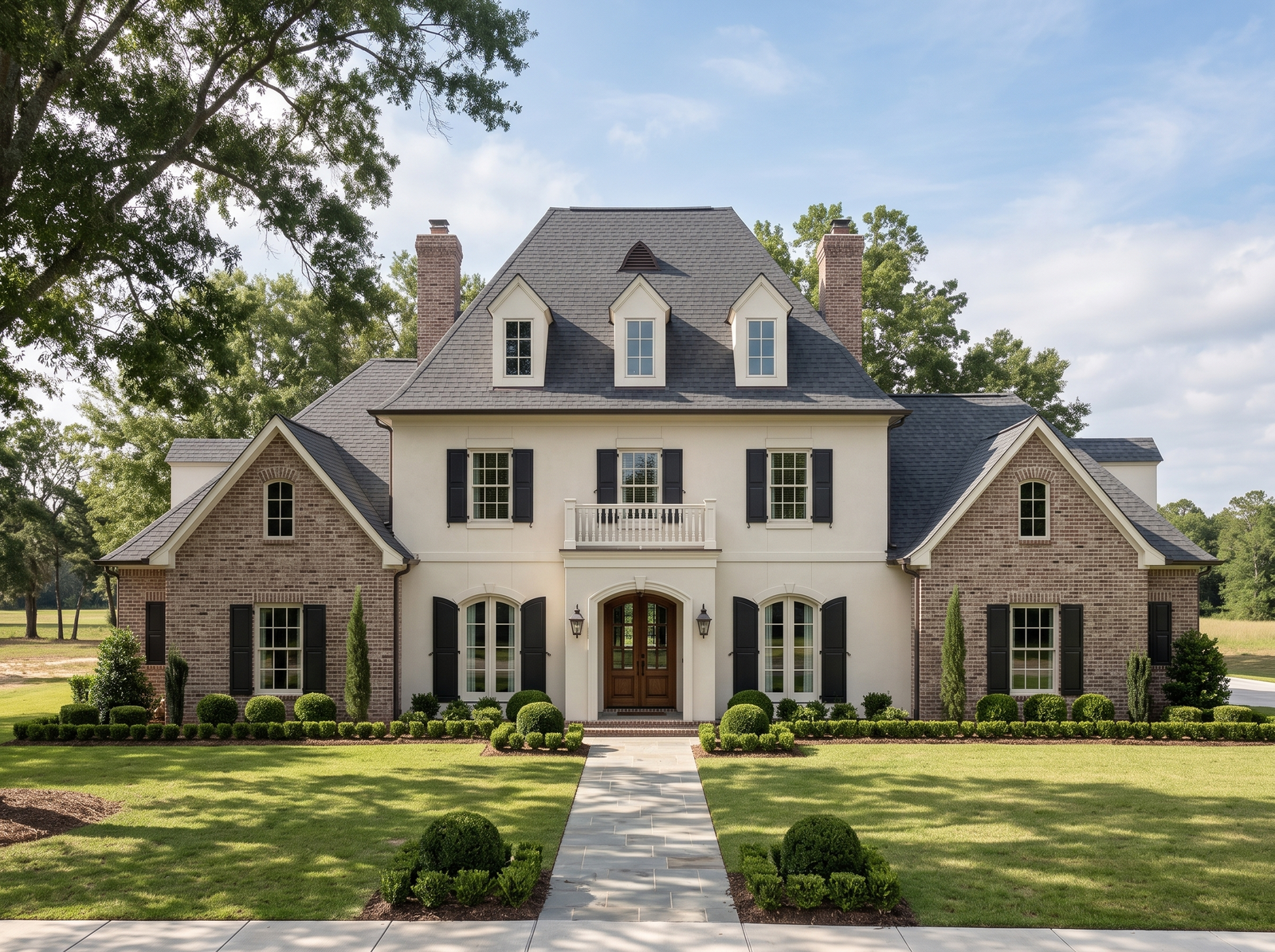 Chartres house plan — front elevation render, Acadiana Home Design