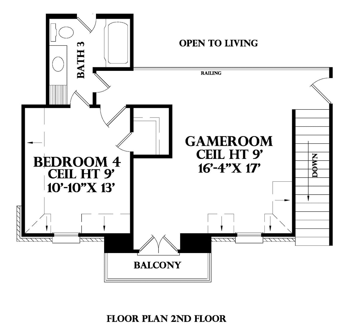 Second Floor plan for the Chateau Lafite house plan