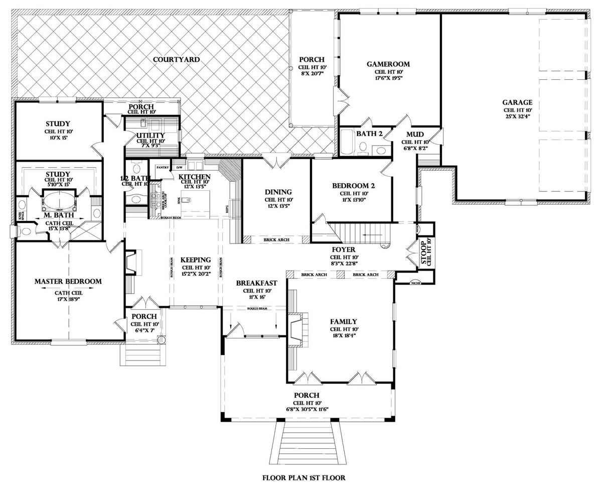 First Floor plan for the Chateau Lille house plan