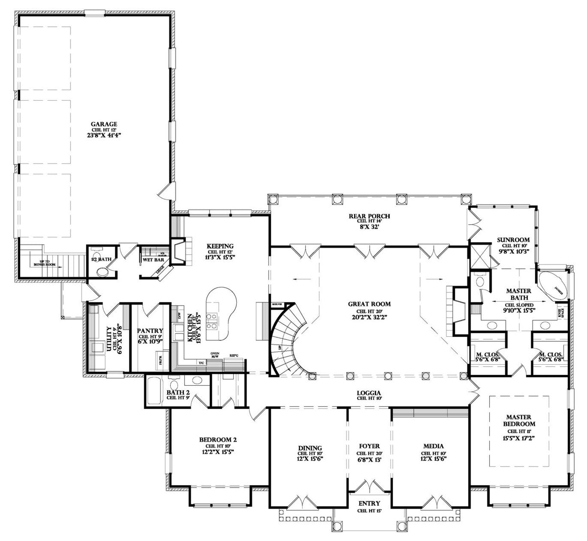 First Floor plan for the Chateau Rhone house plan