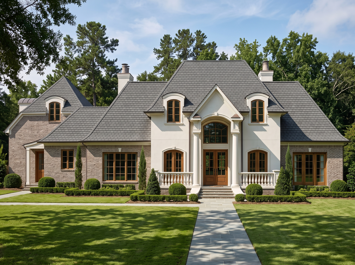 Chateau Rhone house plan — front elevation render, Acadiana Home Design