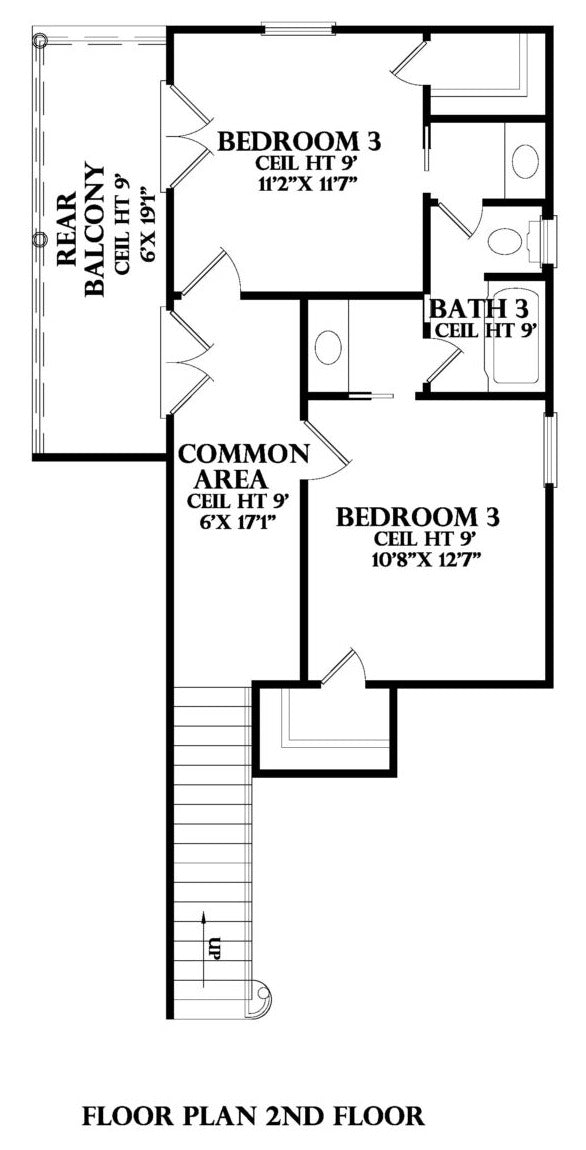 Second Floor plan for the Chateaubriant house plan