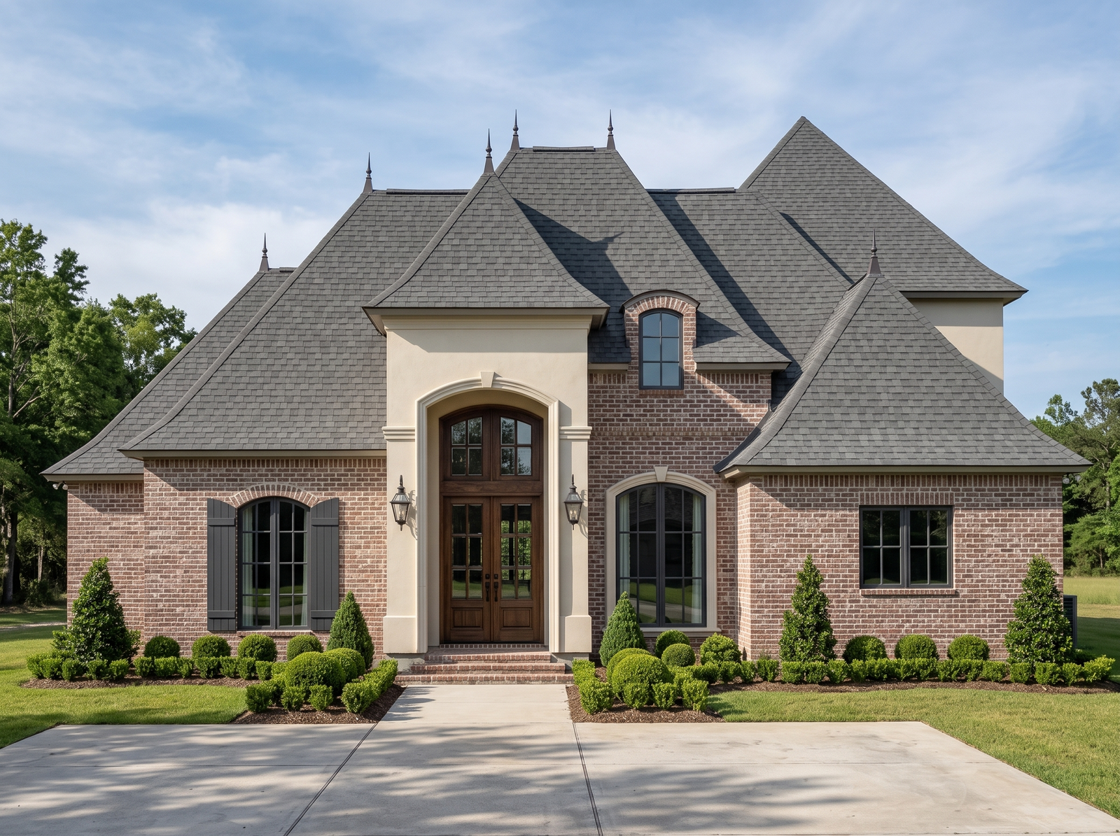 Chateaubriant house plan — front elevation render, Acadiana Home Design