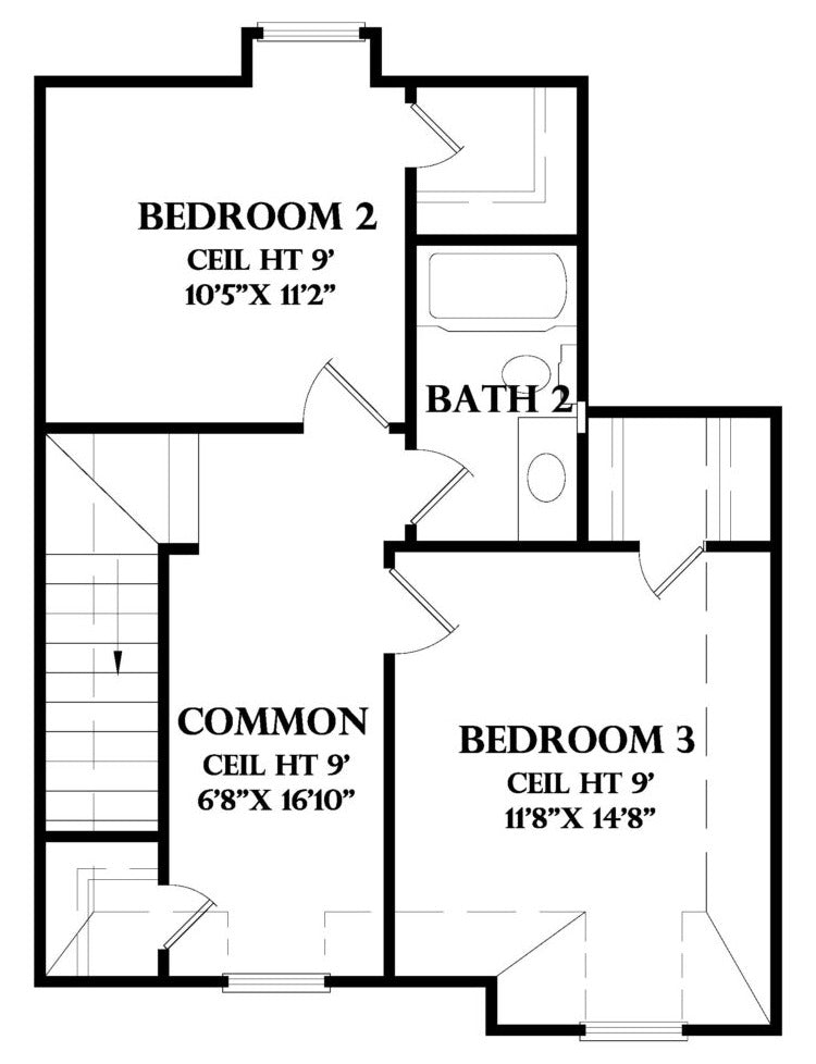 Second Floor plan for the Cote D' Or house plan