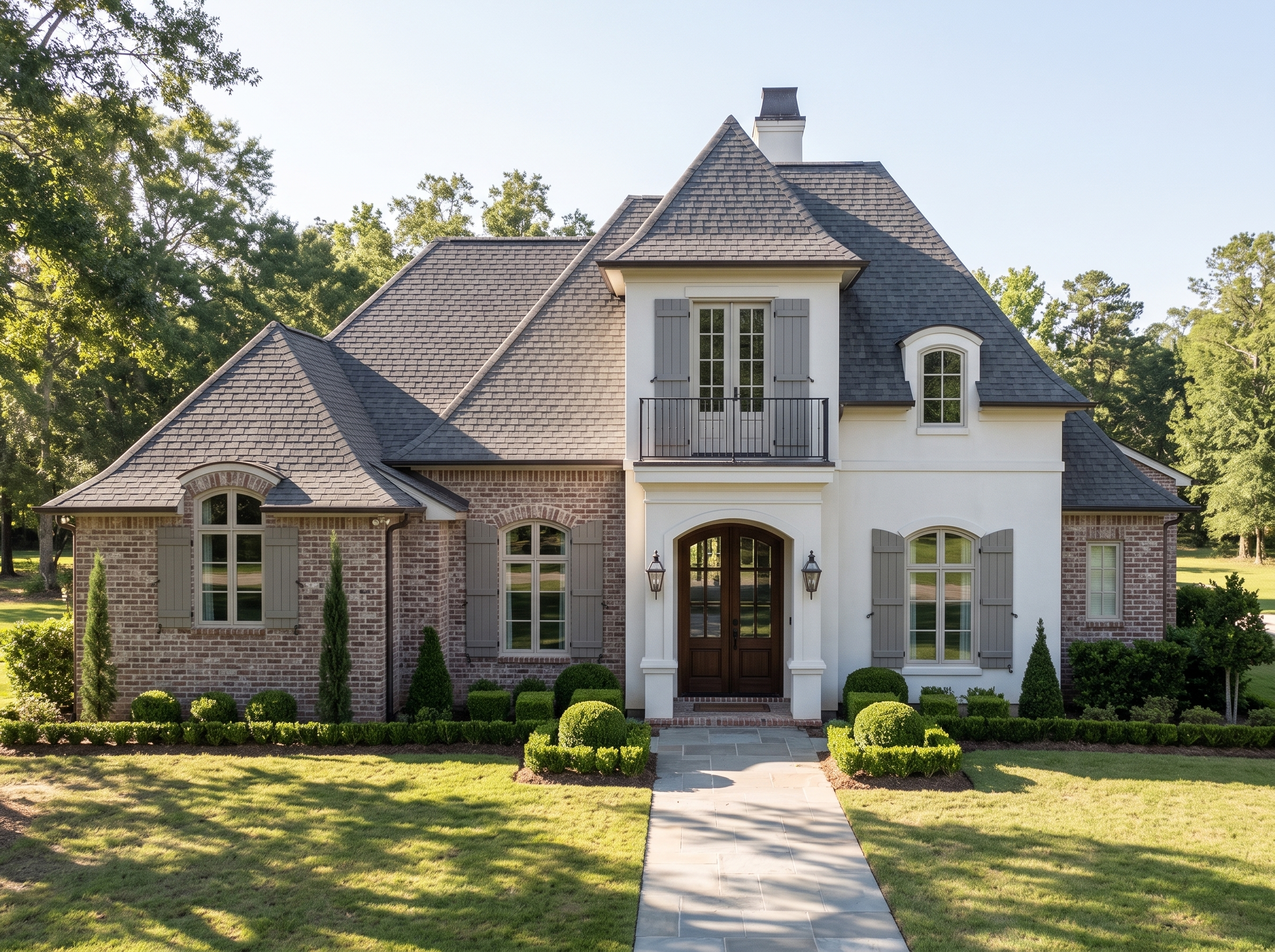 Fleur De Lis house plan — front elevation render, Acadiana Home Design