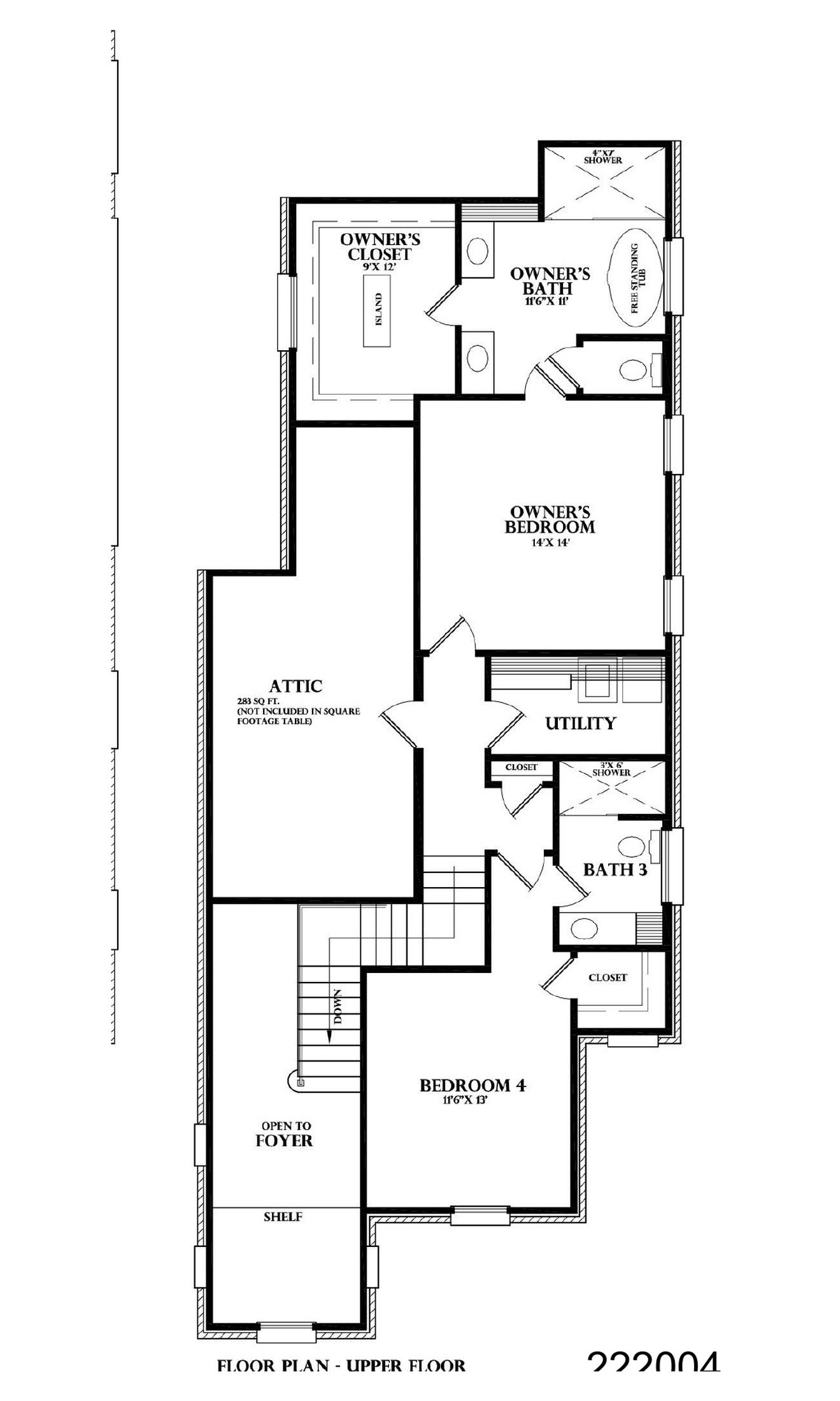 Plan 222004 — upper floor plan