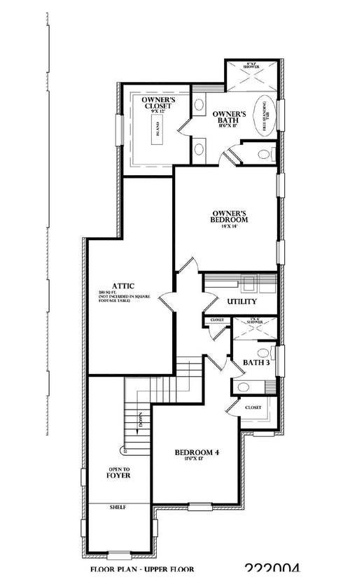 Plan 222004 — upper floor plan