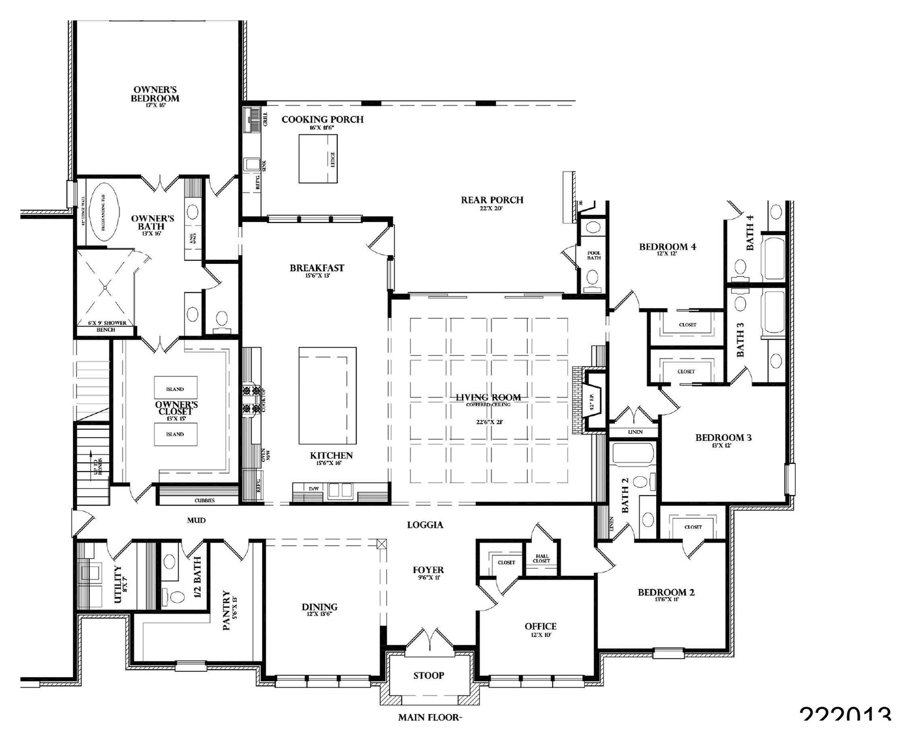 Plan 222013 — main floor plan