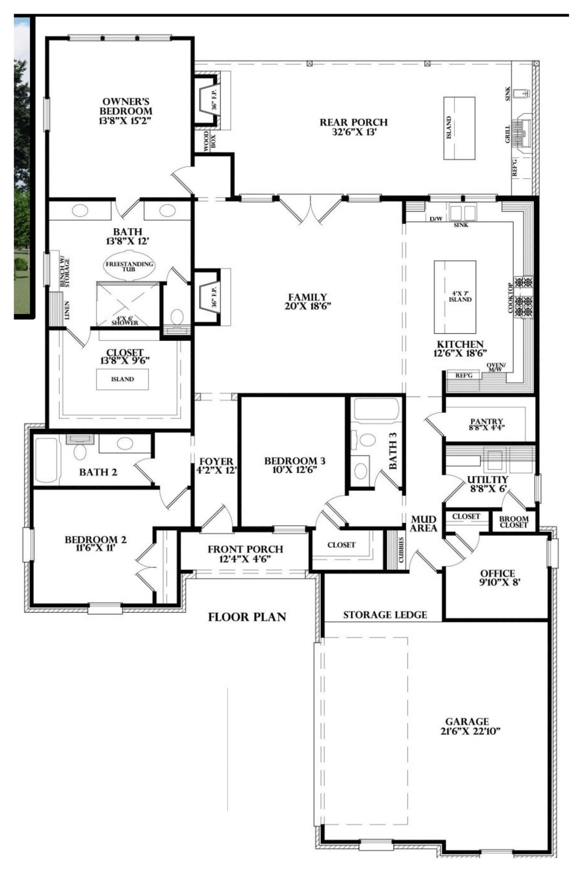 Plan 223051A — floor plan