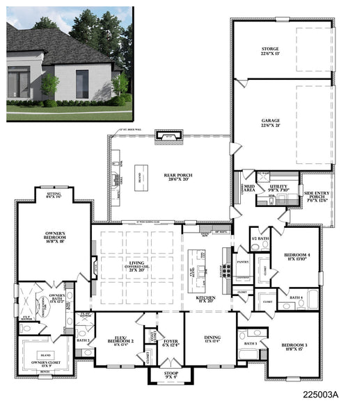 Plan 225003A — floor plan