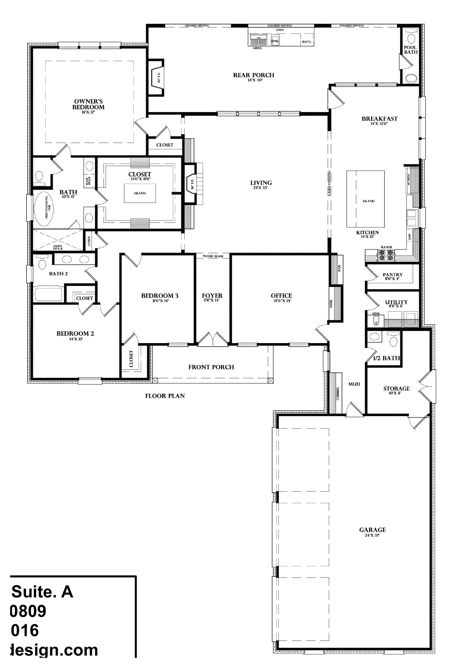 Plan 222026F — floor plan