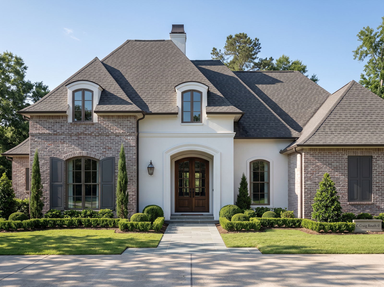 Gascony house plan — front elevation render, Acadiana Home Design