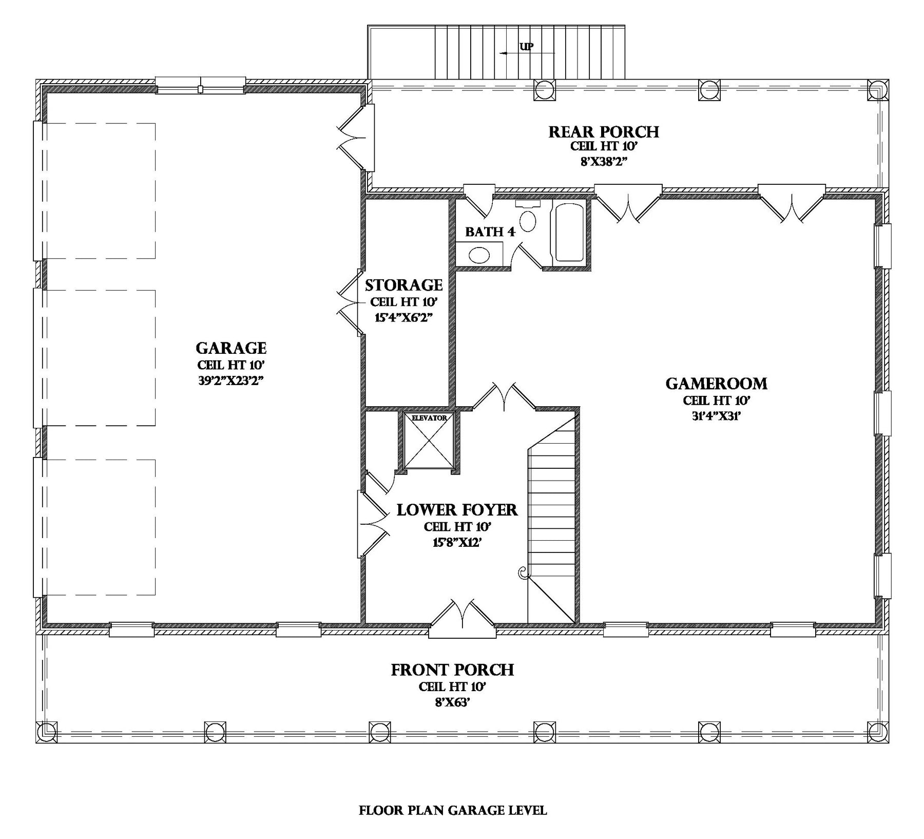 Garage Level plan for the Grande Pre house plan
