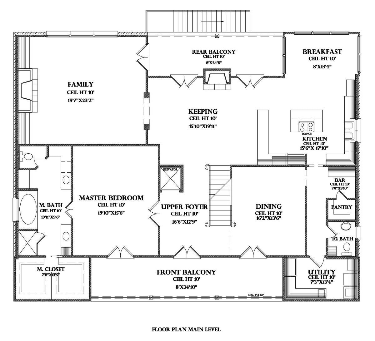 Main Level plan for the Grande Pre house plan