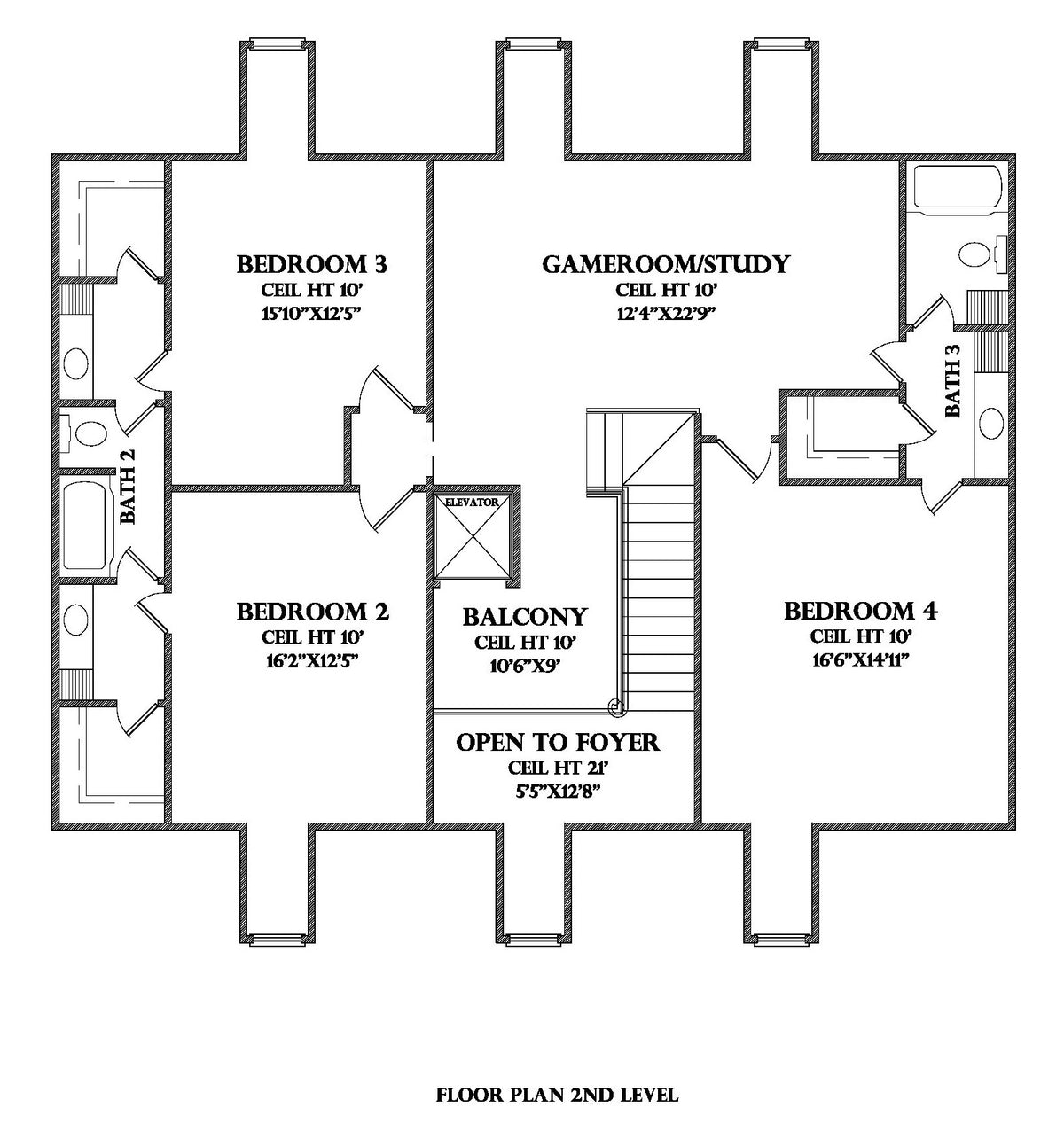 Second Level plan for the Grande Pre house plan