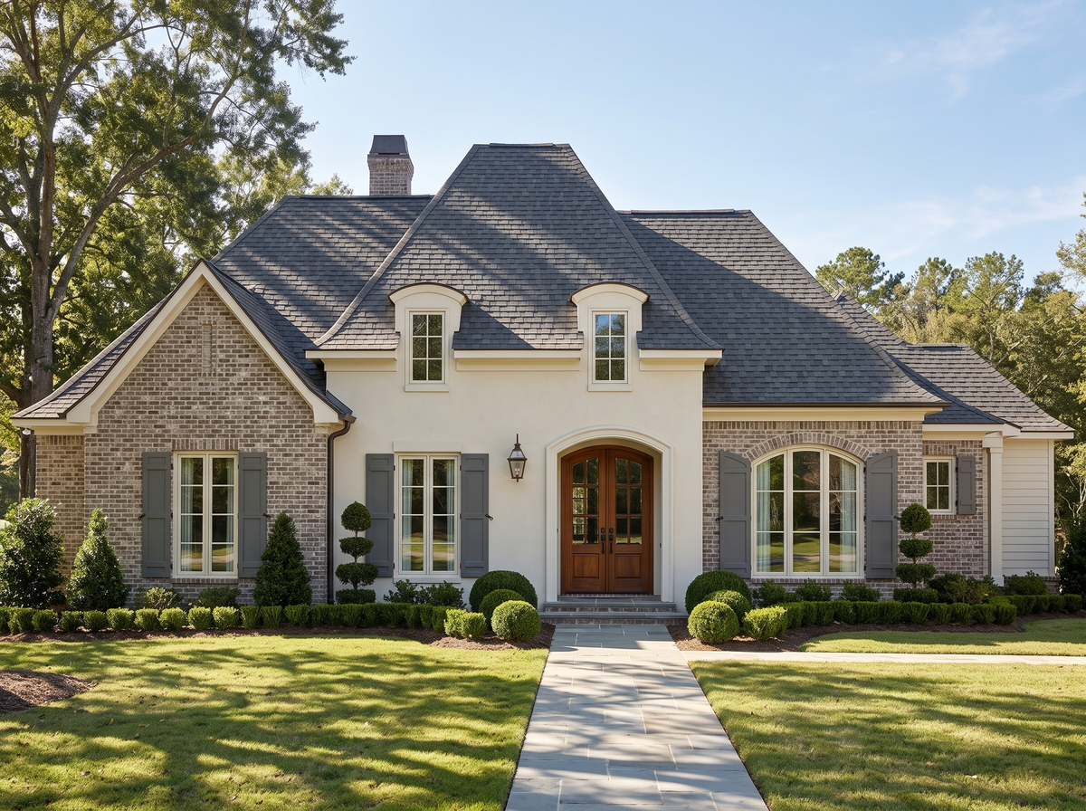 Guyenne house plan — front elevation render, Acadiana Home Design