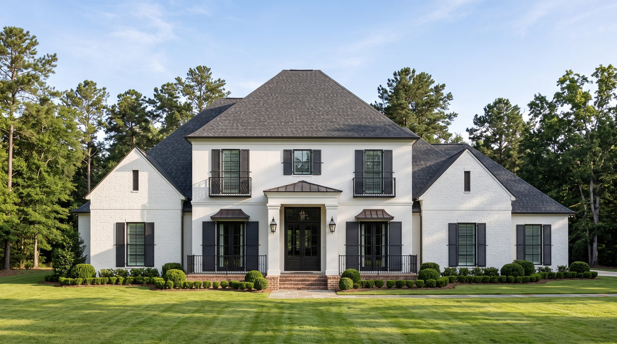 Plan 20052 — photorealistic front elevation, Acadiana Home Design