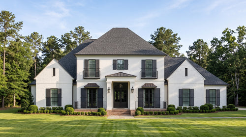 Plan 20052 — photorealistic front elevation, Acadiana Home Design