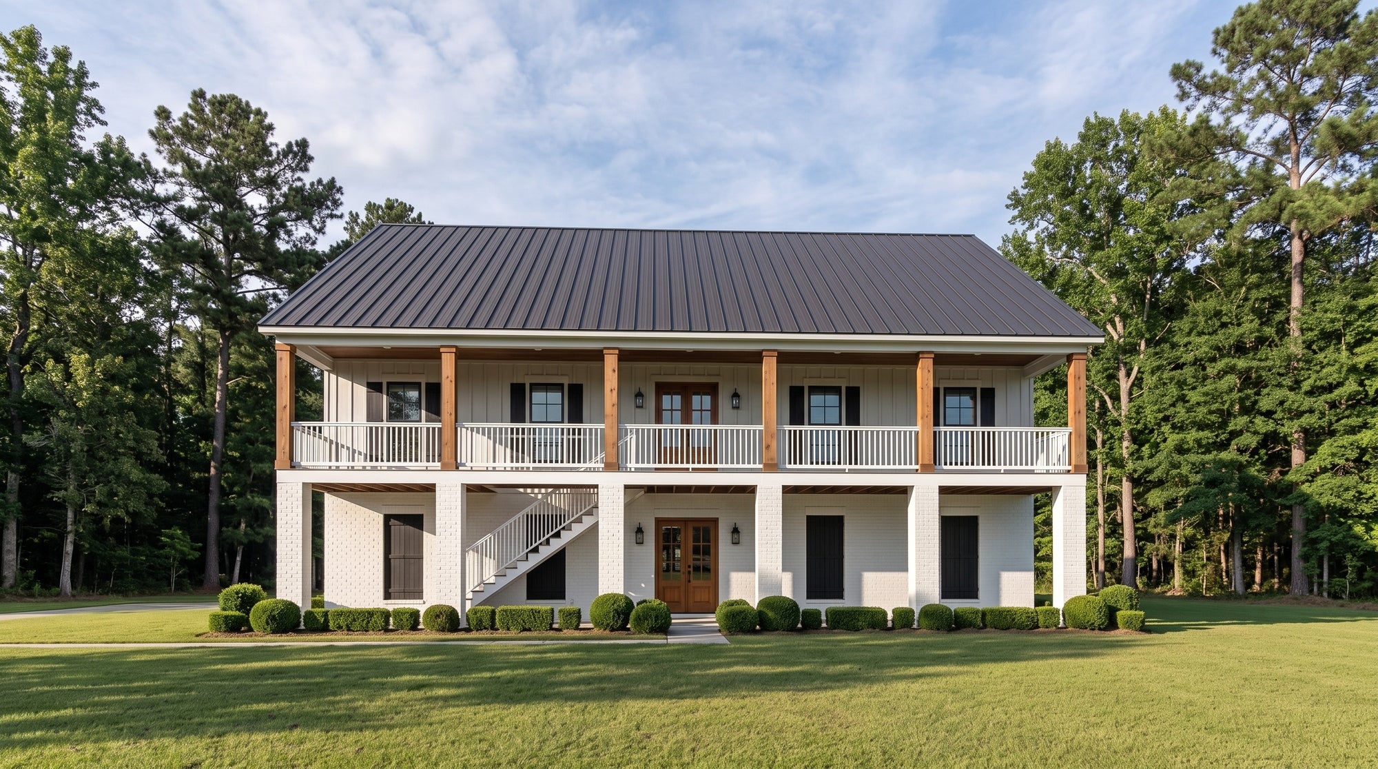 Plan 216124A — photorealistic front elevation, Acadiana Home Design