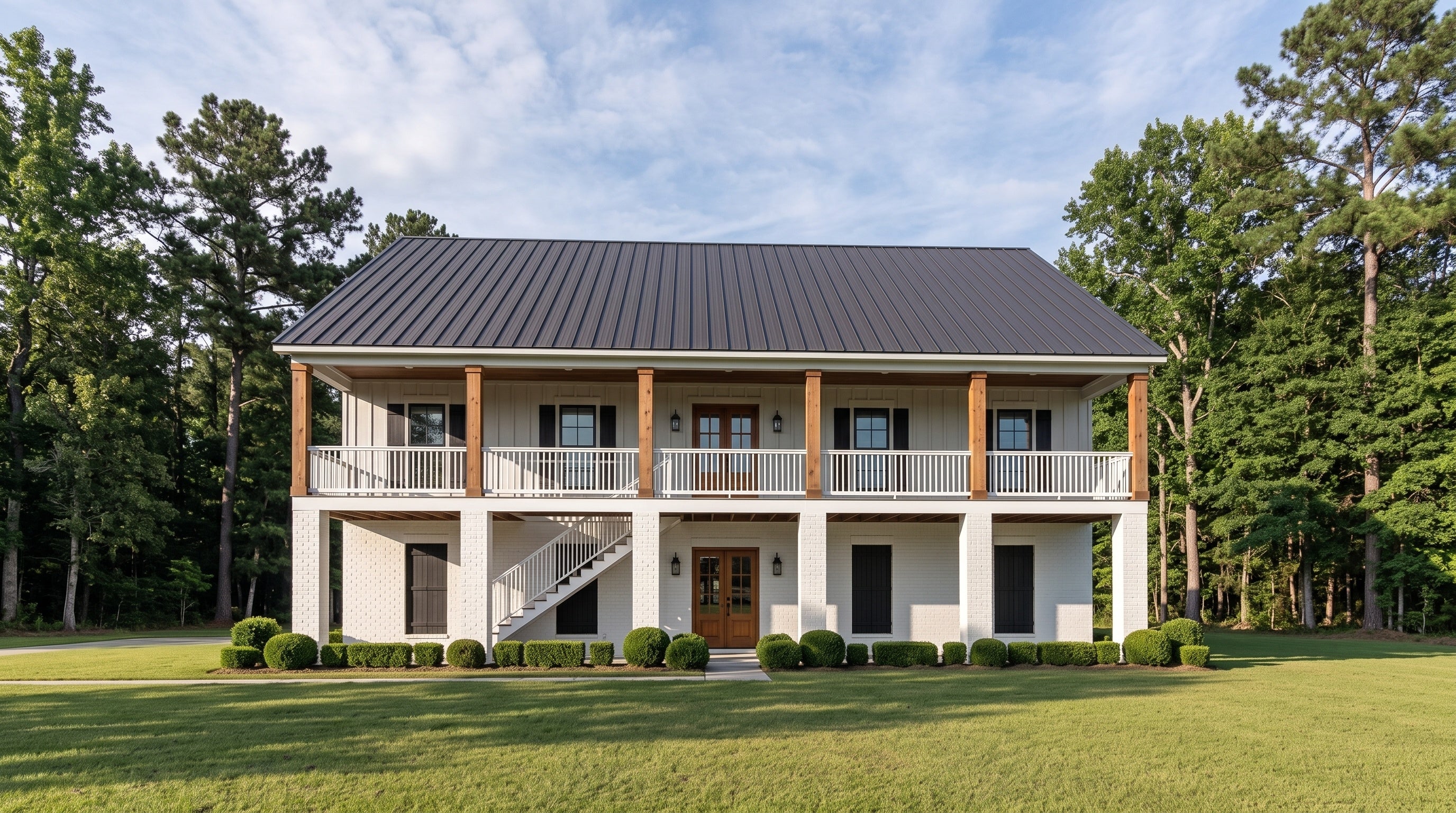 Plan 216124A — photorealistic front elevation, Acadiana Home Design