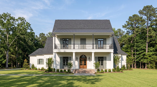 Plan 218037 — photorealistic front elevation, Acadiana Home Design