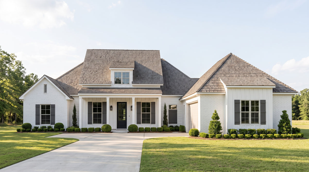 Plan 220072 — photorealistic front elevation, Acadiana Home Design