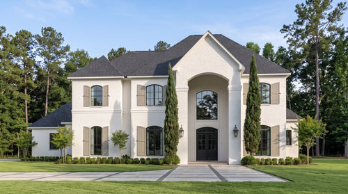 Plan 220096 — photorealistic front elevation, Acadiana Home Design