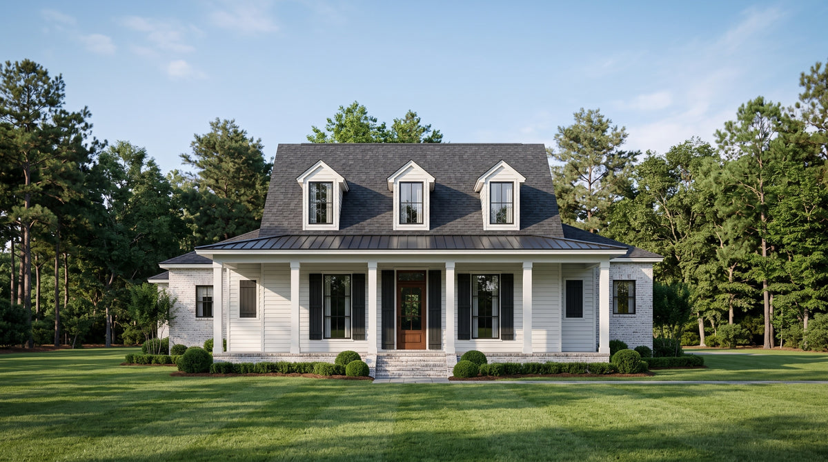 Plan 221016 — photorealistic front elevation, Acadiana Home Design