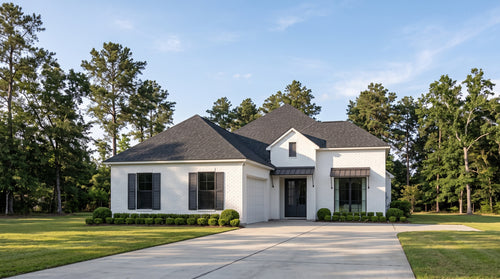 Plan 221040 — photorealistic front elevation, Acadiana Home Design