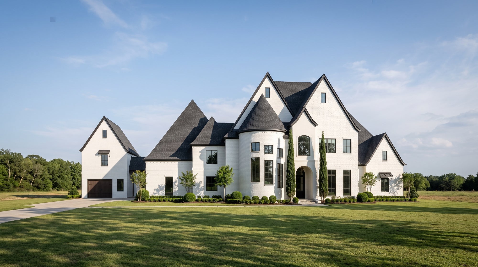Plan 221067 — photorealistic front elevation, Acadiana Home Design