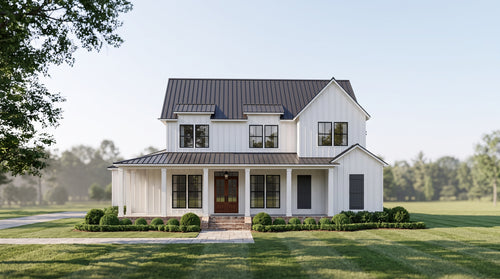 Plan 221117 — photorealistic front elevation, Acadiana Home Design