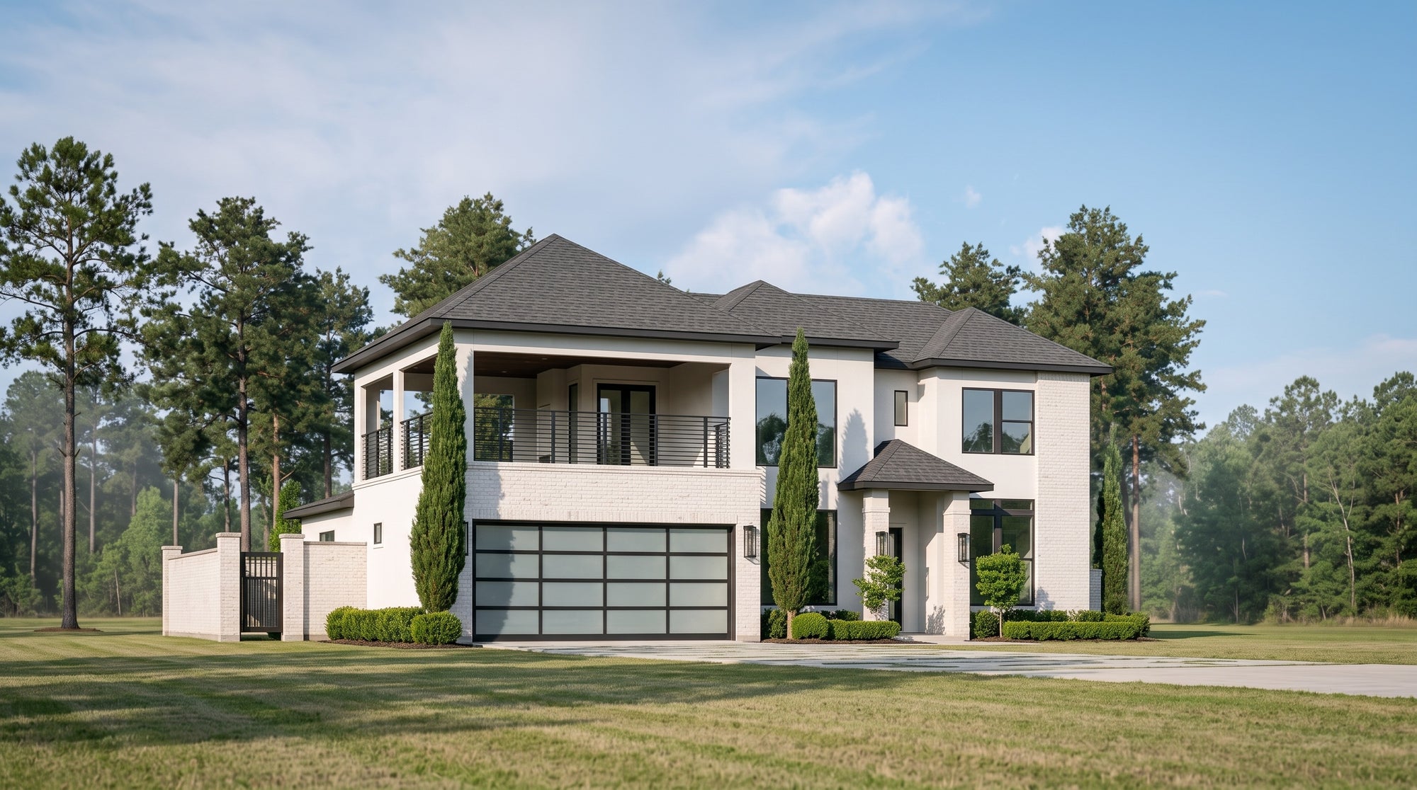 Plan 222008 — photorealistic front elevation, Acadiana Home Design