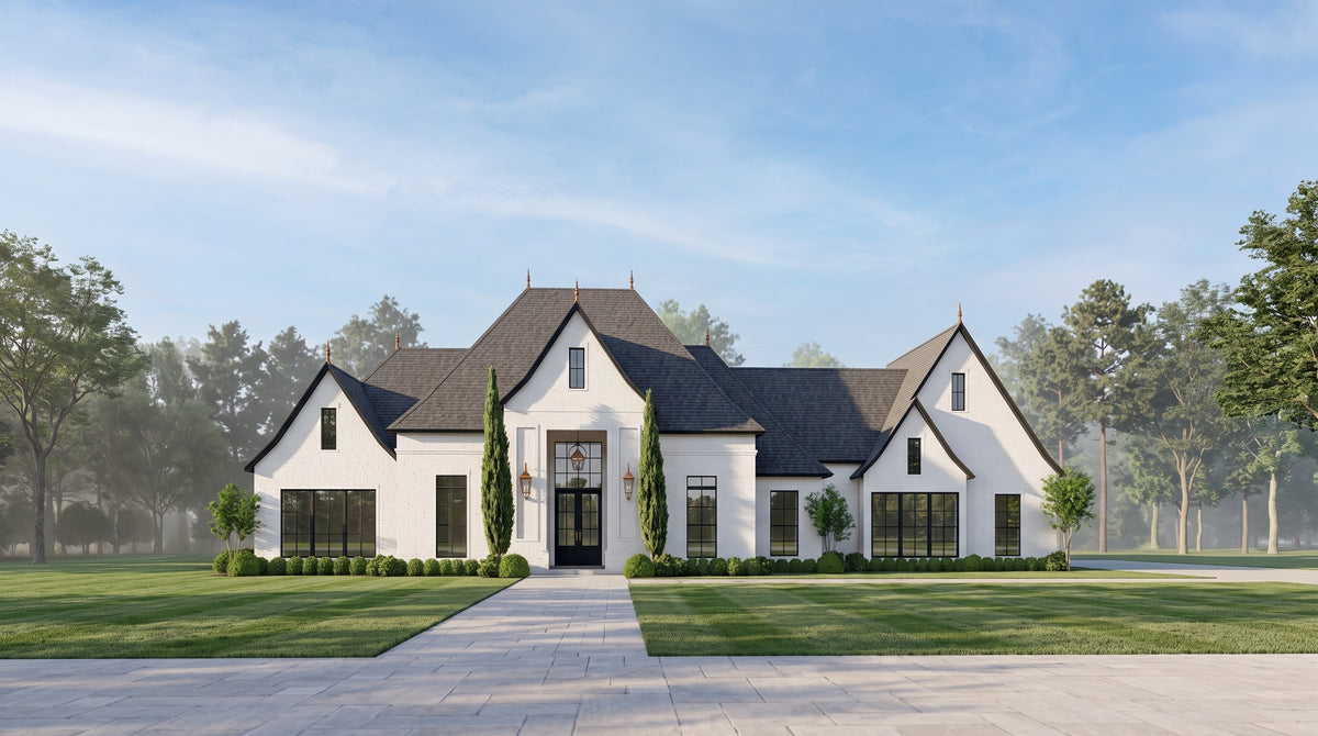 Plan 222023 — photorealistic front elevation, Acadiana Home Design
