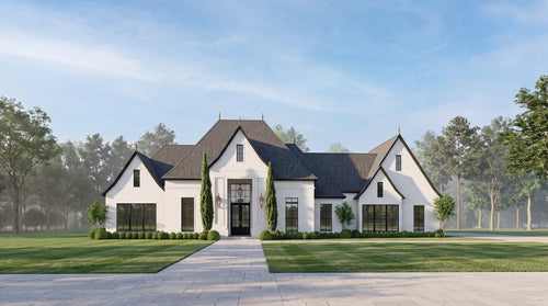 Plan 222023 — photorealistic front elevation, Acadiana Home Design