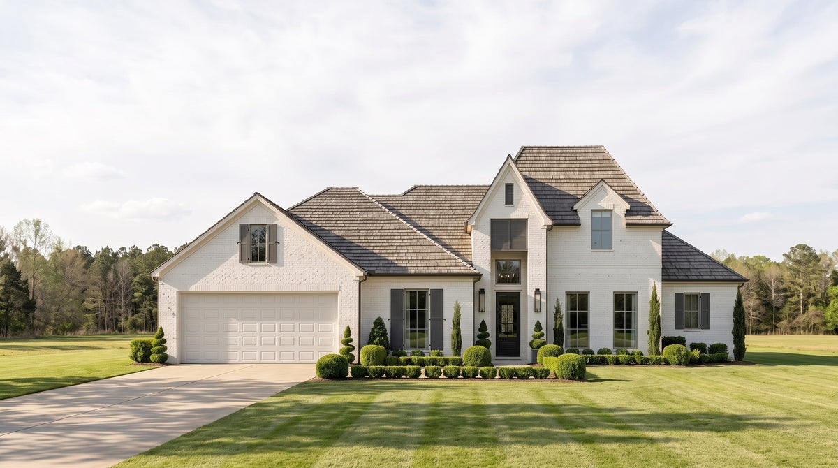 Plan 222041 — photorealistic front elevation, Acadiana Home Design