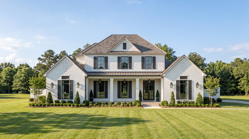 Plan 222073 — photorealistic front elevation, Acadiana Home Design