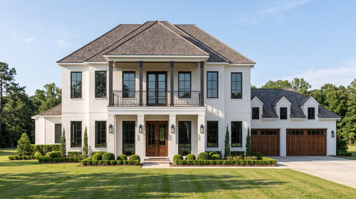 Plan 223029 — photorealistic front elevation, Acadiana Home Design