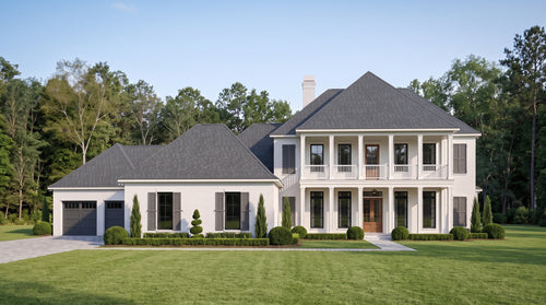 Plan 223062A — photorealistic front elevation, Acadiana Home Design