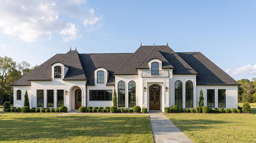 Plan 223067 — photorealistic front elevation, Acadiana Home Design