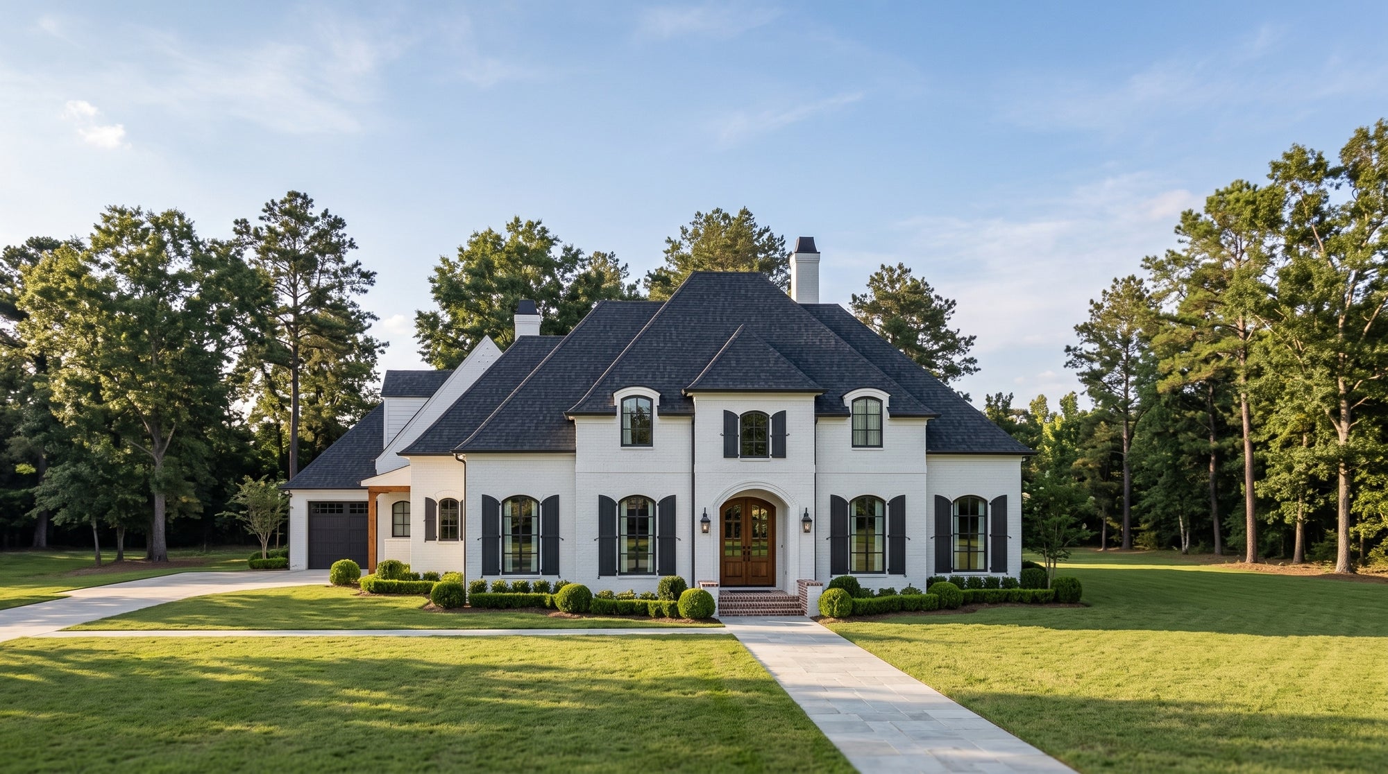 Plan 224046 — photorealistic front elevation, Acadiana Home Design