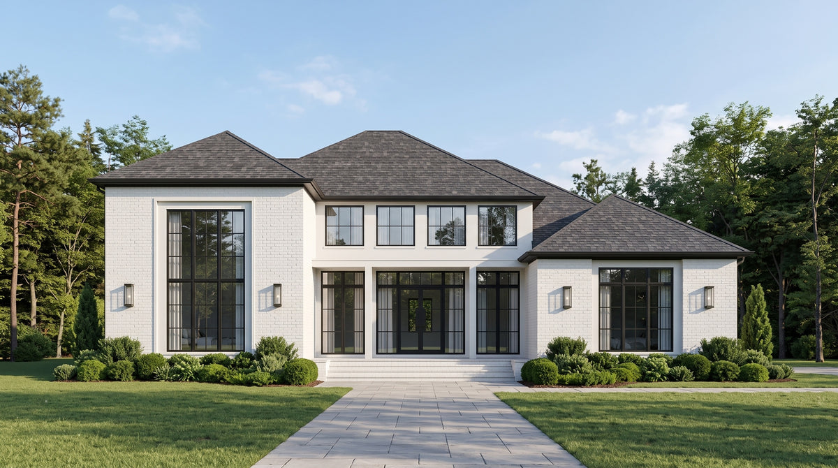 Plan 225002 — photorealistic front elevation, Acadiana Home Design