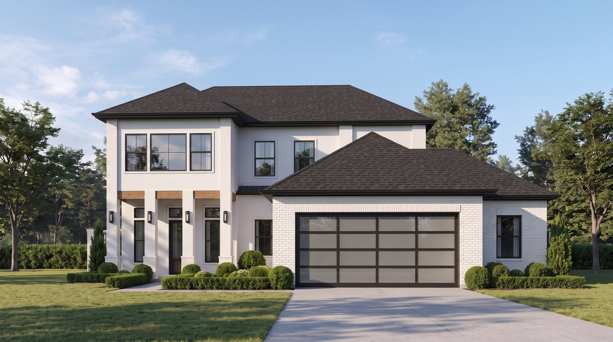 Plan 222055 — photorealistic front elevation, Acadiana Home Design