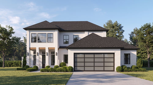 Plan 222055 — photorealistic front elevation, Acadiana Home Design