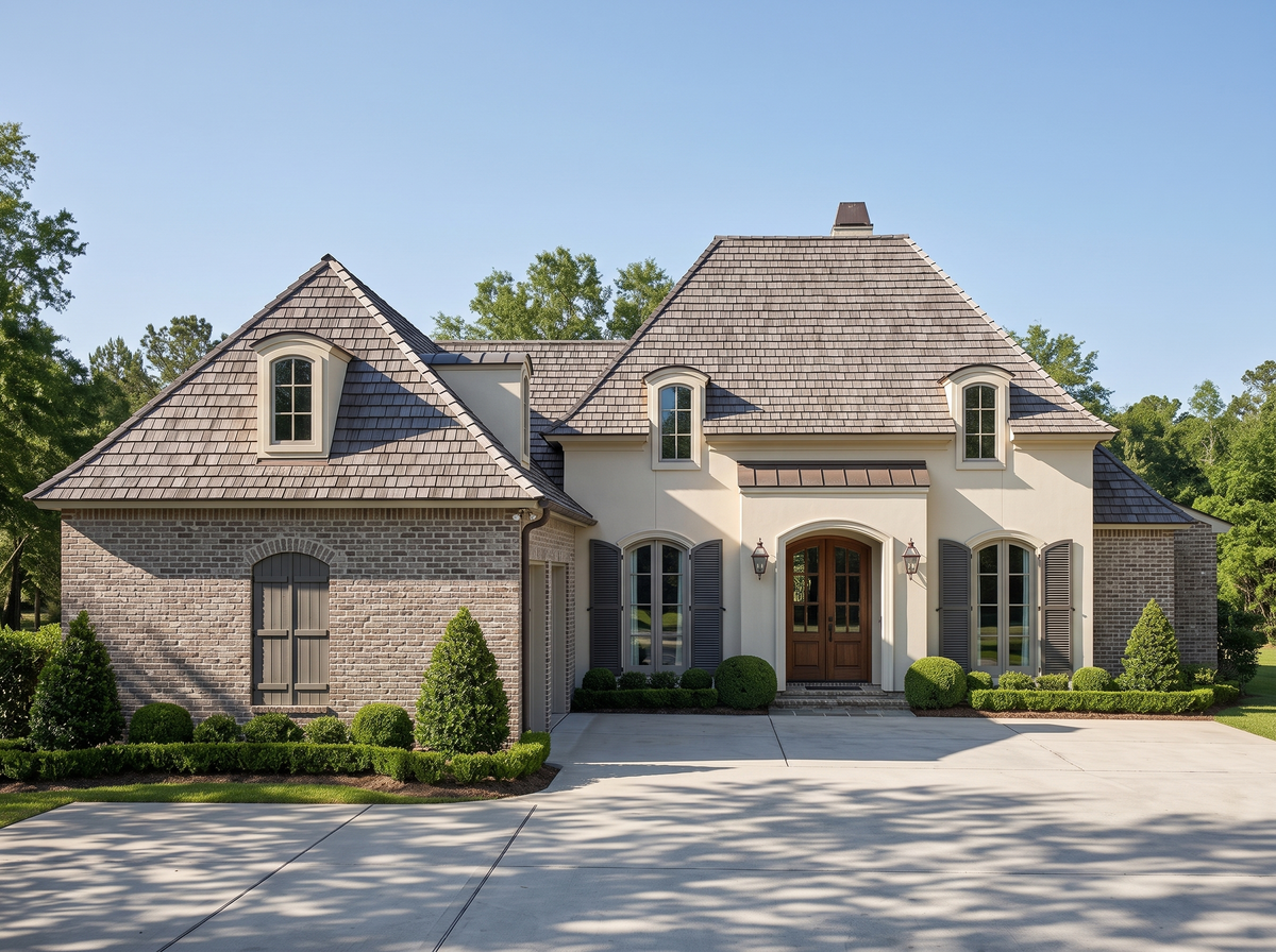 Josselin house plan — front elevation render, Acadiana Home Design