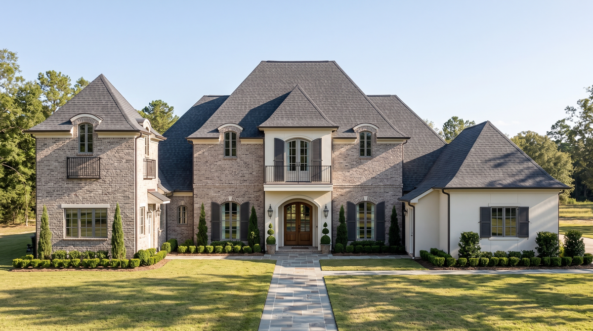 La Maison house plan — front elevation render, Acadiana Home Design