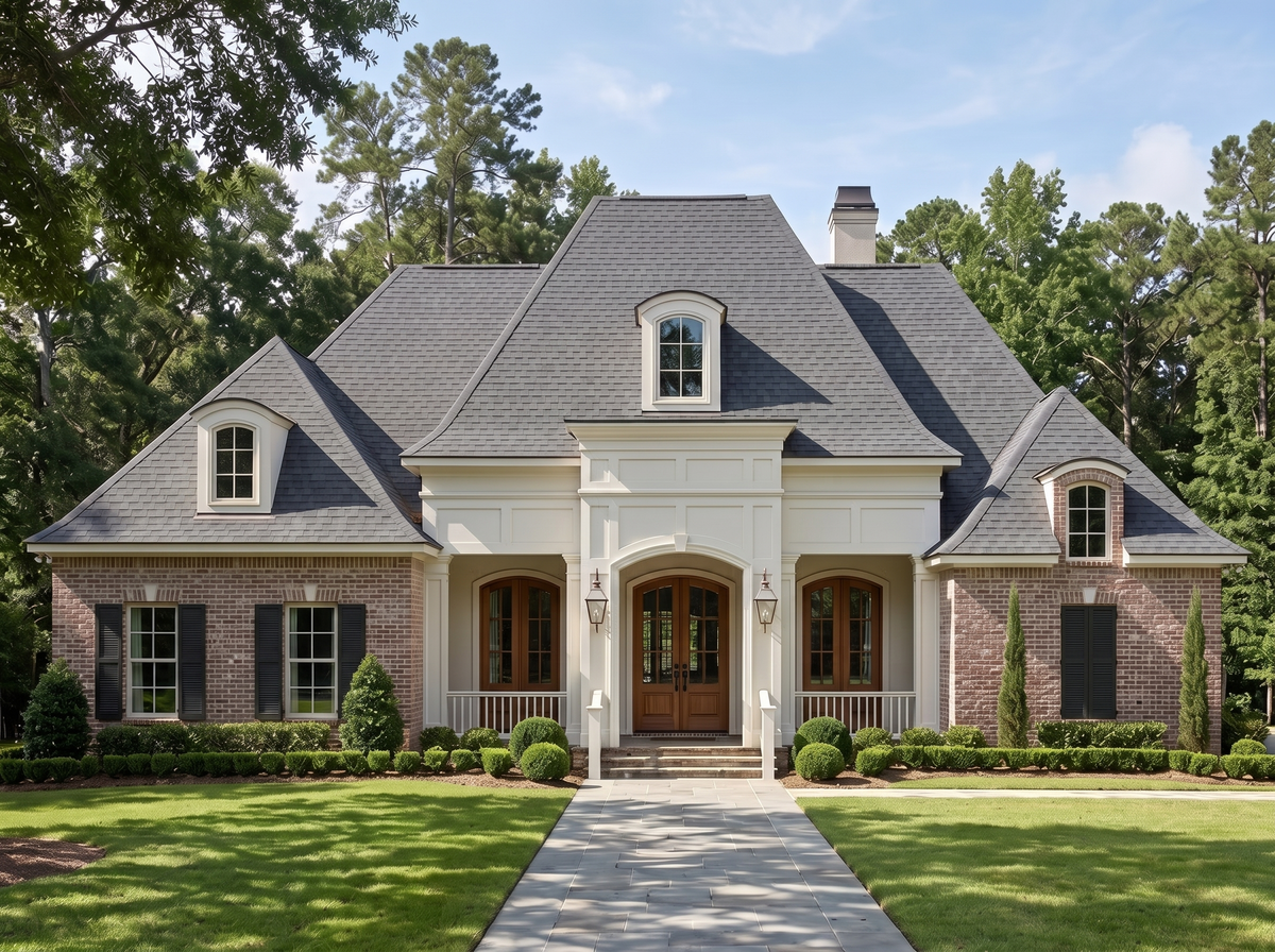 Loire house plan — front elevation render, Acadiana Home Design