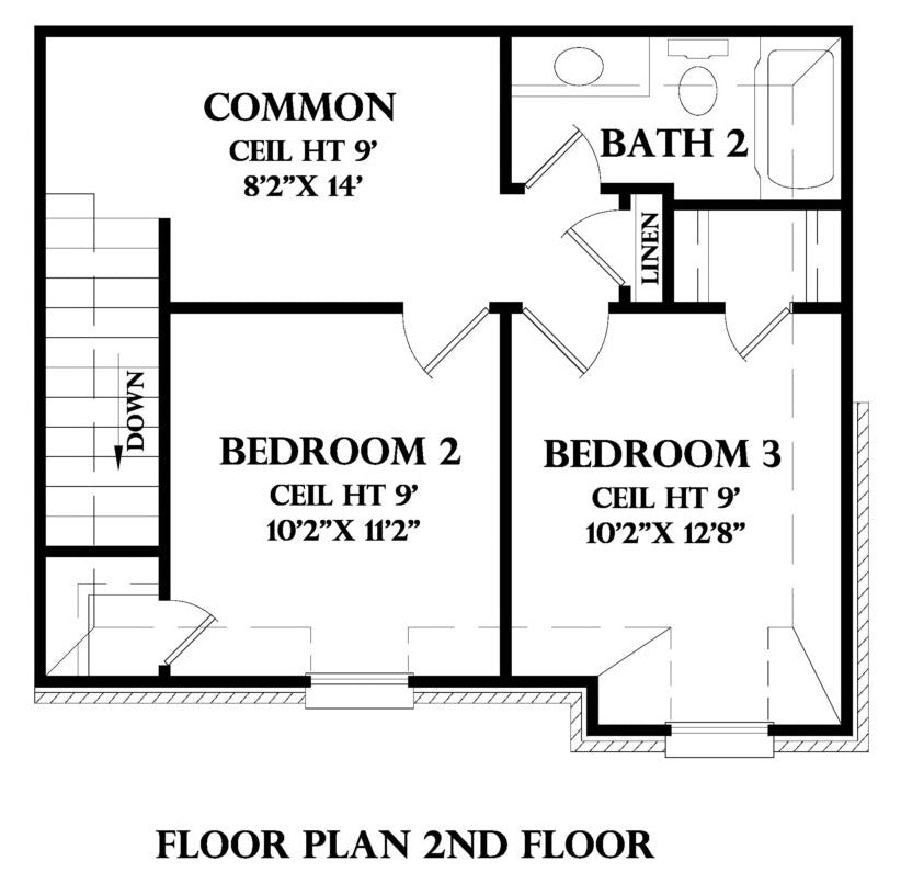 Second Floor plan for the Lorraine house plan