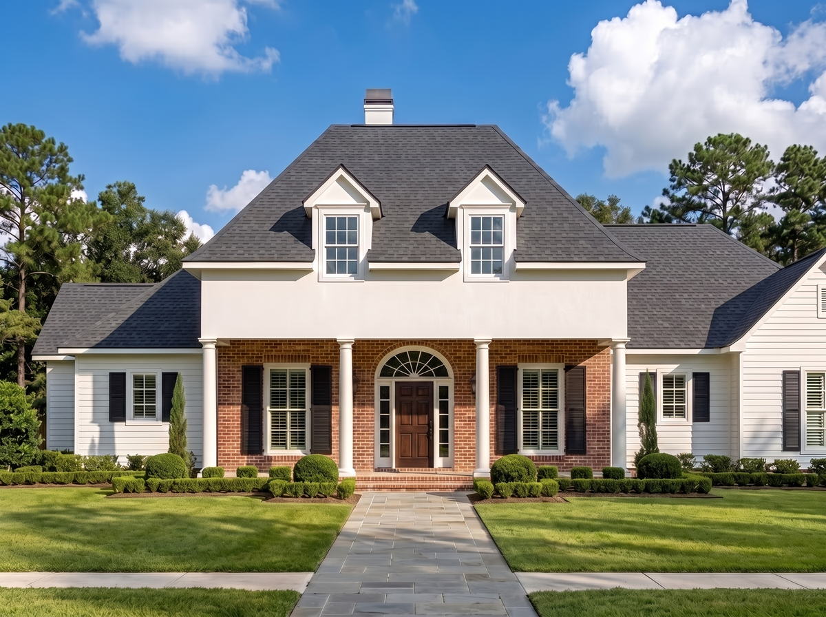Magnolia house plan — front elevation render, Acadiana Home Design