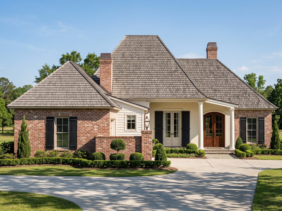 Merlot house plan — front elevation render, Acadiana Home Design