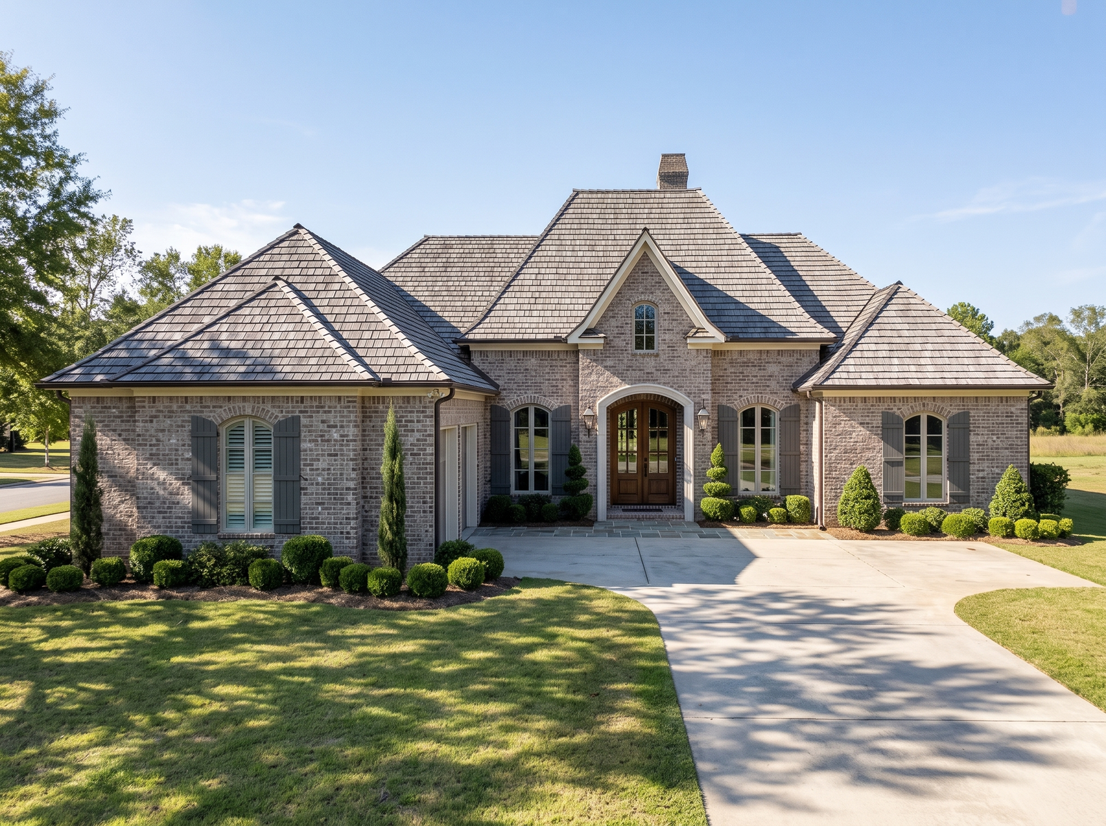 Picardie house plan — front elevation render, Acadiana Home Design
